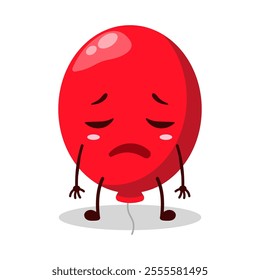cute tired expression of red balloon cartoon character