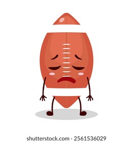 cute tired expression of rugby ball cartoon character
