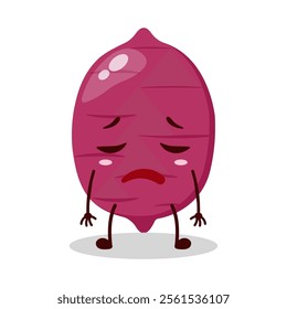 cute tired expression of sweet potato cartoon character
