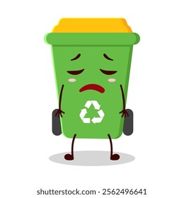 cute tired expression of trash bin cartoon character
