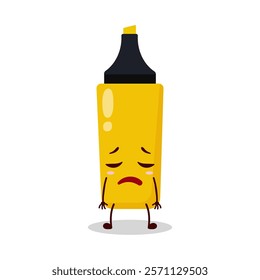 cute tired expression of yellow highlighter cartoon character
