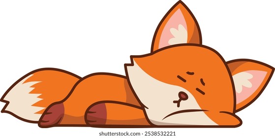 Cute Tired Fox Sleeping Illustration