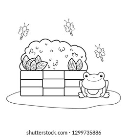 cute toad with bush in the landscape