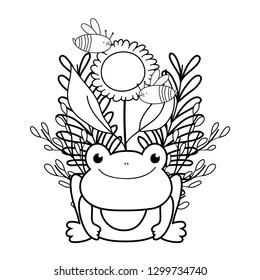 cute toad with flowers garden character