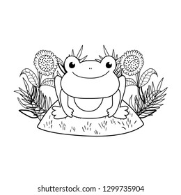 cute toad with flowers garden character