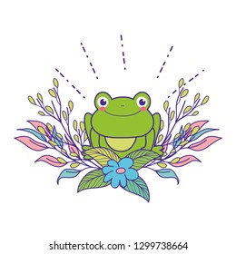 cute toad with flowers garden character