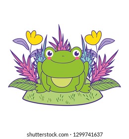 cute toad with flowers garden character
