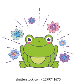 cute toad with flowers garden character