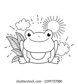 cute toad with leafs character