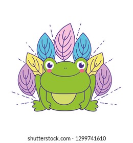 cute toad with leafs character