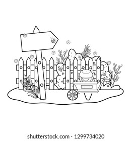 cute toad with wheelbarrow character