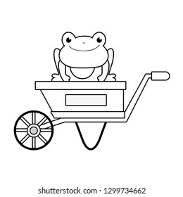 cute toad with wheelbarrow character