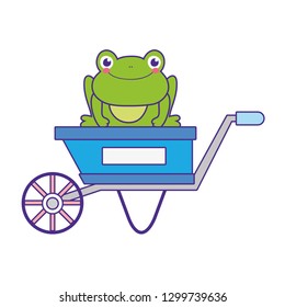 cute toad with wheelbarrow character