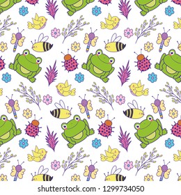 cute toads and tenders icons pattern