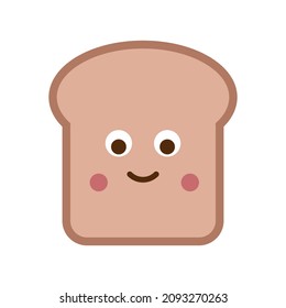 Cute toast bread with face character. Vector flat line cartoon illustration icon. Isolated on white background.