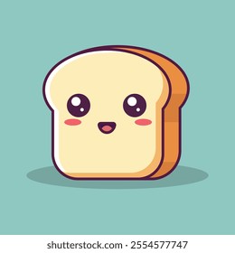 Cute Toast Cartoon Icon Illustration. food Icon Concept Isolated Premium Vector. Flat Cartoon Style.