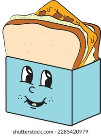 cute toast character with bread and egg