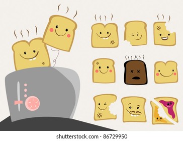 cute toast character set