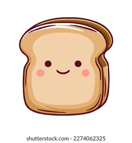 cute toast character in trendy kawaii style.