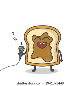 cute toast character vector design template illustration