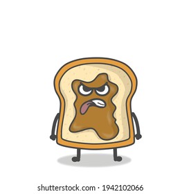 cute toast character vector design template illustration