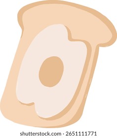 Cute toast and egg illustration in a flat minimalist style