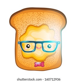 cute toast in hipster glasses