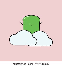 Cute toast on cloud Illustration. junk food. fast food. modern simple food vector icon, flat graphic symbol in trendy flat design style. wallpaper. lockscreen. pattern. frame. children. mascot. 