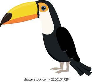 Cute toco-Toucan Vektorgrafik für Kinder einzeln auf weißem Hintergrund. Cartoon-Tier.