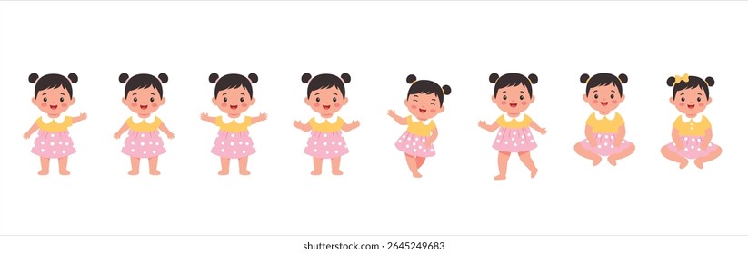 Cute toddler girl with pose vector illustration