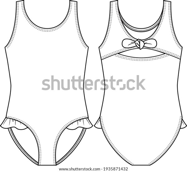 Cute Toddler Girls Swimsuit Fashion Flat Stock Vector (Royalty Free ...