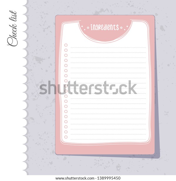 cute todo list design list ingredients stock vector royalty cute lists