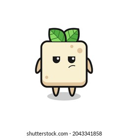 cute tofu character with suspicious expression , cute style design for t shirt, sticker, logo element
