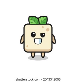 cute tofu mascot with an optimistic face , cute style design for t shirt, sticker, logo element