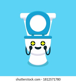 Cute toilet mascot design illustration