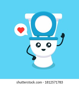 Cute toilet mascot design illustration