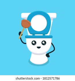 Cute toilet mascot design illustration