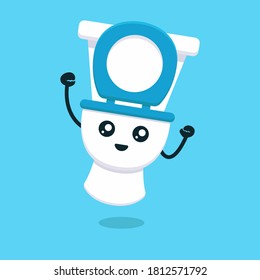 Cute toilet mascot design illustration