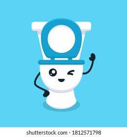 Cute toilet mascot design illustration