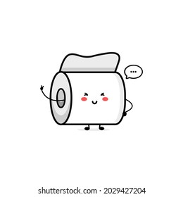 Cute toilet paper character illustration smile happy mascot logo kids play toys template