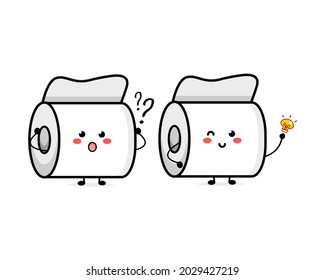 Cute toilet paper character illustration smile happy mascot logo kids play toys template