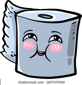 Cute toilet paper, illustration, vector on white background