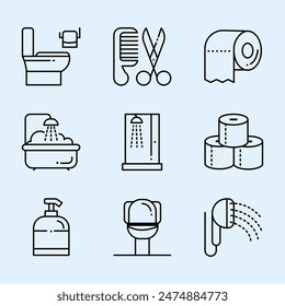 Cute Toiletries Bath Icon Set