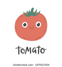 Cute tomato. Cartoon style vector illustration.