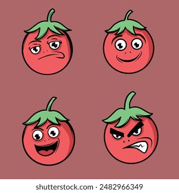 un lindo Vector de dibujos animados de tomate 