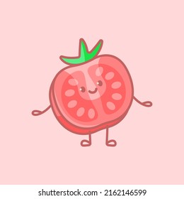 Cute tomato character. Cartoon vector isolated illustration