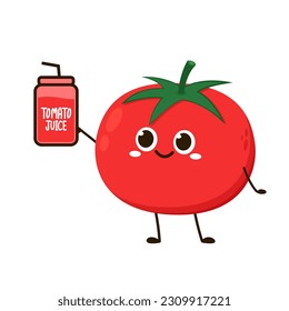 Cute Tomate Zeichen Design. Schöne pflanzliche Vektorgrafik. Kartoontomate. Tomatensaft.