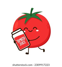 Cute Tomate Zeichen Design. Schöne pflanzliche Vektorgrafik. Kartoontomate. Tomatensaft.