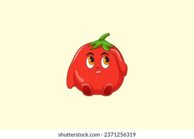 Cute Tomato Character Design Illustration