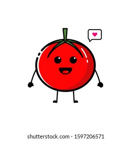 Cute tomato character with flat design style